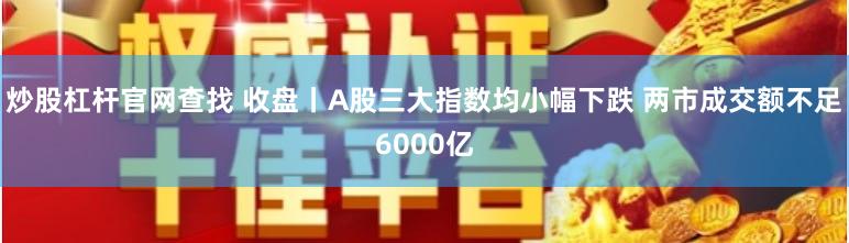 炒股杠杆官网查找 收盘丨A股三大指数均小幅下跌 两市成交额不足6000亿